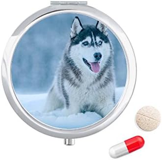 Кучето Е Животно Сняг Хъски Снимка На Калъф За Хапчета В Джоба Кутия За Съхранение На Лекарства Контейнер Опаковка