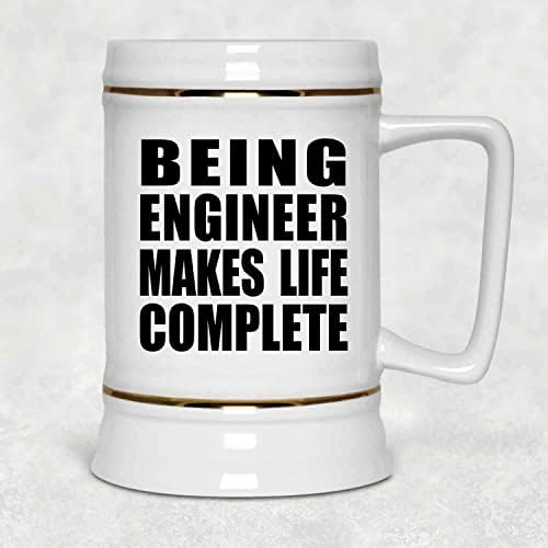 Designsify да Бъде Инженер Прави живота Пълноценен, Керамична Чаша за бира Stein в 22 грама с дръжка за фризера,