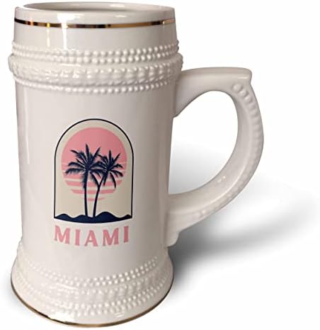 3dRose 3dRose - Розочка - Щампи за пътуване - Miami Beach Vibes - чаша за стейна на 22 унция (stn-362270-1)