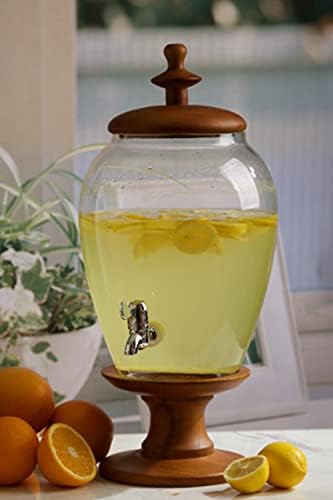 Стъклена банка за напитки Circleware Wood Слънце Чай Mason Jar със стойка и капак, Стъклена Кана за вода, Сок, Бира, Вино, ликьори,