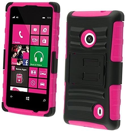 Nokia Lumia 521 (At & T, T-Mobile, MetroPCS) Калъф за страничната стойка с кобур - Розов + черен цвят