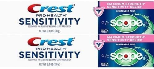 Избелваща паста за зъби Crest Sensitivity и Обхват Minty Fresh, 6 грама - 2 Туби