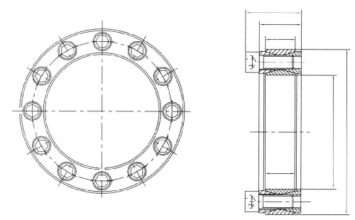 LA1X-3/4 Аметрического инча Тип възел бесключевого замъка в събирането 1X Инча, диаметър на отвора 0,75 инча, външен диаметър