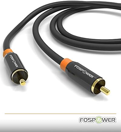 Цифров аудио Коаксиален кабел FosPower (3 фута) [Позлатени конектори 24-КАРАТОВО] Премиум клас S/PDIF RCA Мъжки към штекеру