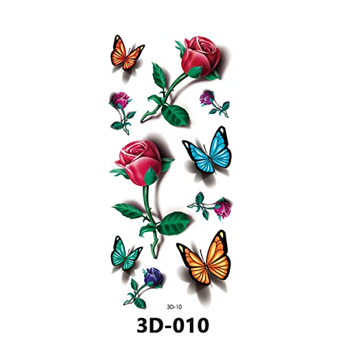 Временни 3D Стикери с пеперуди и цветя, Етикети с временни Татуировки, Цветни Временни Татуировки за Боди-Арт За Жени, Детски Гел за нанасяне на татуировки (N, Един ра?