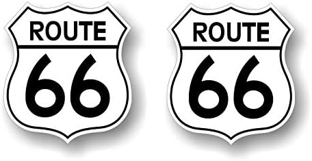 2 Реколта черно-бели стикери Route 66 4,5 с надпис Garage Service Station (черно-бели, 4 х 4,5)