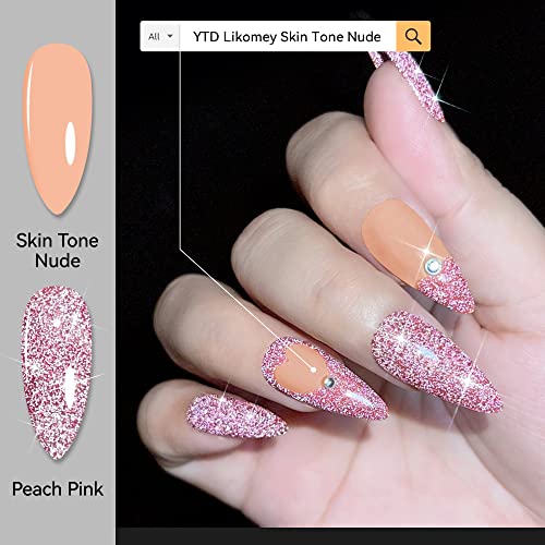 От НАЧАЛОТО на ГОДИНАТА Likomey Отразяваща Гел-Лак за нокти с блясък, 15 мл Galaxy Peach Pink Flash Diamond Disco
