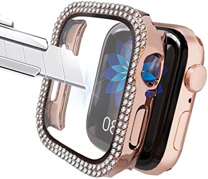 Калъф Bling и каишка са Съвместими за Apple Watch Band 38 мм 40 мм 41 мм 42 мм 44 мм 45 мм Женски Блестяща Метална