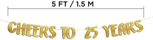 Приветствам 25-Годишният Златна Блестящ Банер - Декорации за честване на 25-годишнина и рожден Ден