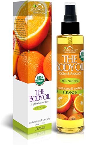 Органично масло за тяло от САЩ - Свеж портокал - Олио от жожоба и авокадо с витамин е, е Сертифицирано от Министерството на селското стопанство на САЩ Органично, Без ?