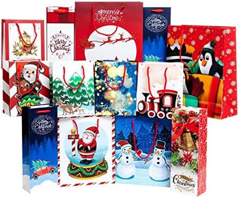 JOYIN 18 БР. Подарък пакети за Коледно опаковане на 12 Дизайнерски опаковки с Различни Размери за опаковане