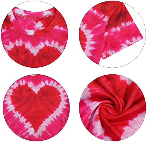Вратовръзка Боядисват Тениска с Изображение на Сърце за Свети Валентин, Тениска, Всекидневни Подарък За Влюбени, Блузи С Къс Ръкав