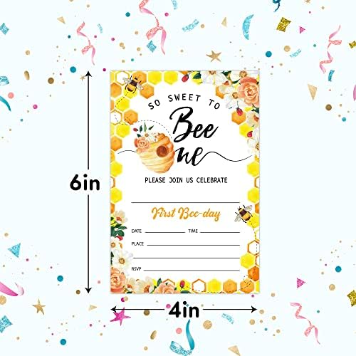 RLCNOT Покани, Картички за Рожден Ден с Конвертами, Определени от 20 Покани за рожден Ден на Първата Пчелите