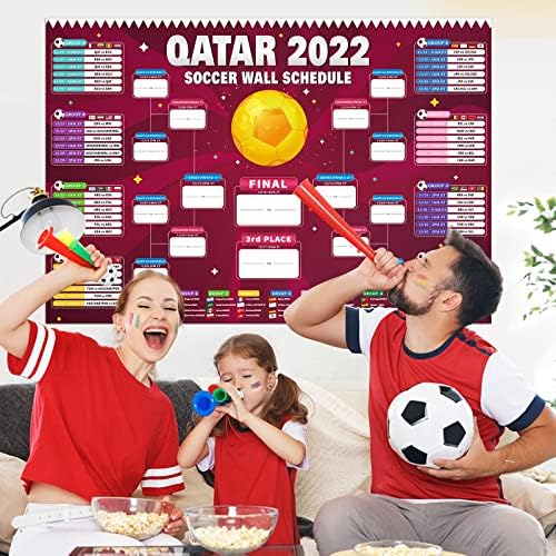 Стенен График на световното Първенство по футбол в Катар 2022, Плакат, Графика, Календар за вашия офис, Декориране на Бар