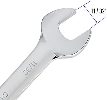 Комбиниран Гаечен ключ FOCMKEAS 11/32 инча с гъвкава глава SAE 72 Зъба, 12-Точков Храповик с коробчатым и с