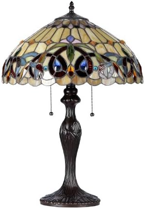 Клои Lighting CH33353VR16-Настолна лампа TL2 Serenity във викториански стил Тифани с 2 лампи и абажуром, 22,4 x 15,7