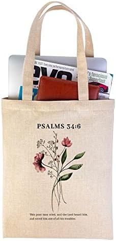 Чанти-тоут от Библията, Чанти с Цветя за Жени, Холщовая Памучен Скъпа чанта-Тоут, Естетически Християнски Подаръци, Дамски