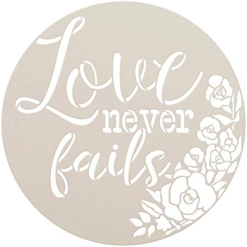 Шаблони Love Never Failes от StudioR12 | Послание към Коринтяните 13:8 | Раскрась Дървена чиния | за многократна употреба шаблон от mylar | Направи си сам, Курсив, Сватбен подарък | Цве