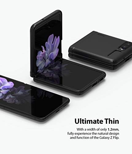 Ringke Slim, който е Съвместим с Samsung Galaxy Z Flip, Твърд PC премиум-клас с неплъзгащи покритие, Защитен калъф за вашия телефон Z Flip 5G (2020 г.) - Черен