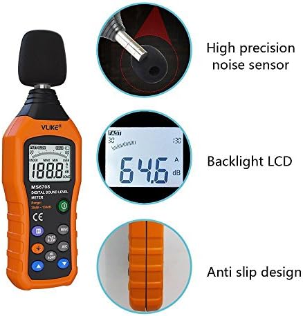 VLIKE LCD цифров Аудио Децибелометр, измерване на нивото на звука, измерване на нивата на шум, звук на монитор, измерване на нивата на шум, измерване е от 30 до 130 db В режим