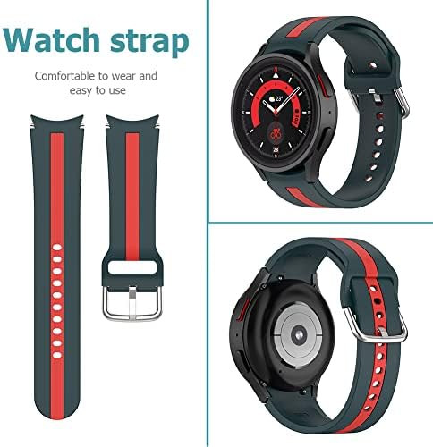 Каишка за Samsung Galaxy Watch 5/4 40 мм 44 мм - Мека гривна силикон, който е съвместим с Samsung Galaxy Watch 5 Pro 45 mm/Galaxy Watch 4 Classic 46 мм 42 мм, взаимозаменяеми каишка за жени и мъже (червен/чере