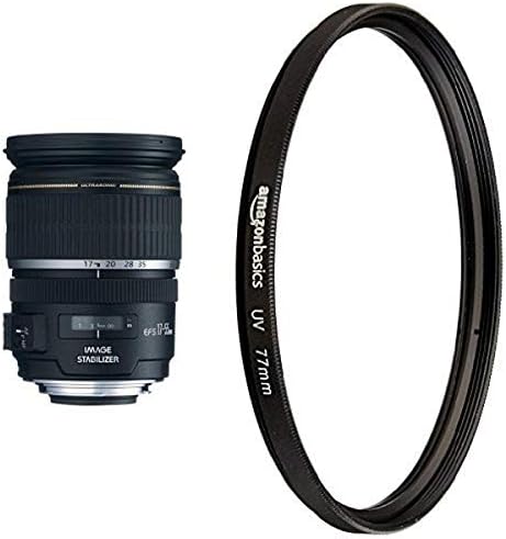 Обектив Canon EF-S 17-55 мм f/2.8 IS USM за цифрови огледално-рефлексни фотоапарати Canon и филтър на обектива с защита от uv Basics - 77 мм