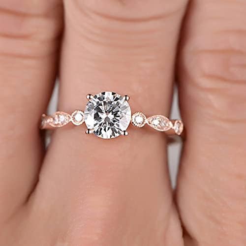 Пръстени за Жени 2023 Подаръци За Рожден Ден От Розово Злато с диамантен пръстен Годежен диамантен Пръстен Дамски Принцеса Циркон