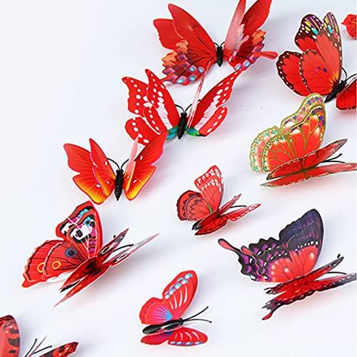 24 БР. 3D Стикери за стена с Пеперуди, Подвижни Декор под формата на Пеперуда за Момичета, Стикери за Детска Спалня и Украса на Стаята, Художествена Картина, Двуслойни