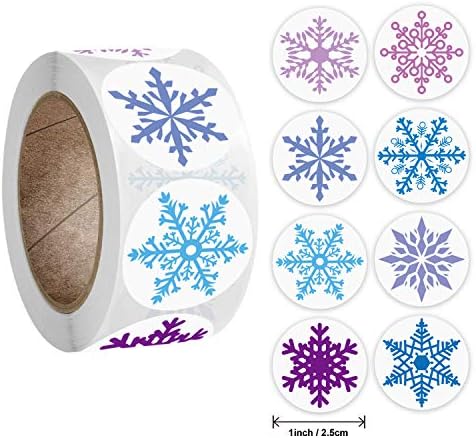 500 БР. Коледни Стикери, 1.5 инча 2020 Коледна Кръгла Етикет във формата на Снежинки, Ролка Етикети за пощенски Картички,