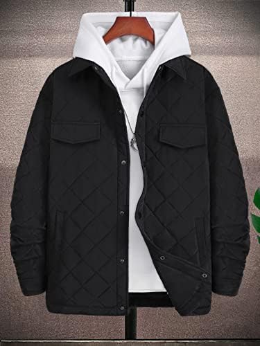 Xinbalove Мъжки якета, Стеганое палто с панти детайл, 1 бр. (Цвят: черен, размер: малък)