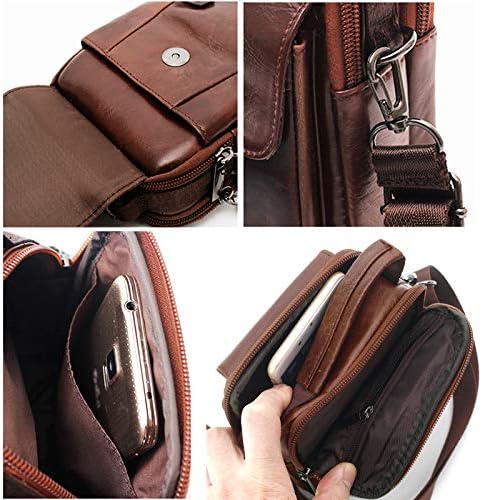 Поясная Пътна чанта Кожена Чанта-Месинджър Калъфи за мобилни телефони, седалките-кобури (01712 КАФЯВ)