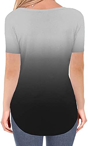 Дамски ежедневни ризи NEARTIME, лятна градиент тениска с къси ръкави, свободни топове-туника с V-образно деколте