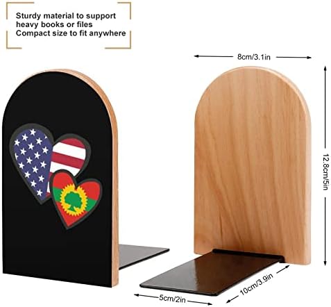 Преплетени Сърца Американския Флаг Отпред освобождение на Оромо Дървени Поставки за книги по Рафтовете Нескользящая Поставка-Органайзер