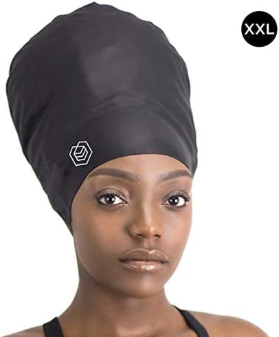 ШАПКА за ДУШ – Голяма шапка за плуване за дълга коса е Предназначена за дълга коса, дредов, Плетений, удължаване на косата, Косичек, Къдрици и афро - За жени и мъже - С?