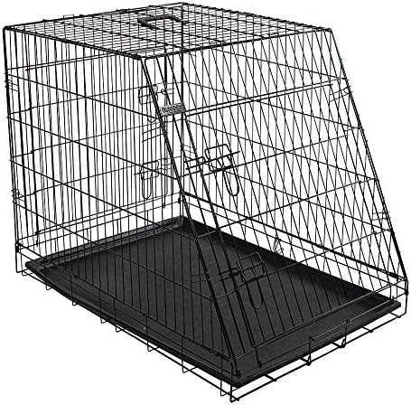 Клетка за кучета с наклон на предната част на Kerbl, Сгъваема, 2 Врати, 76 x 54 x 64 см, черна