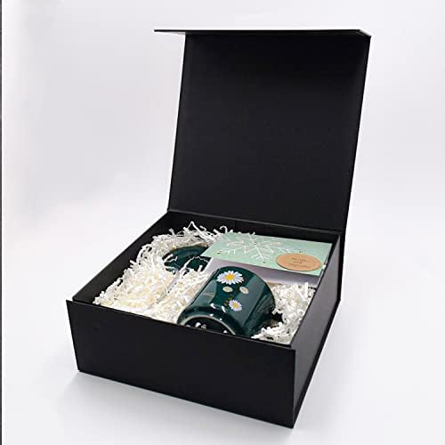 Черна Подарък кутия с Панделка Вътрешен Размер 10 x7x3 Луксозен Подарък кутия с Магнити за подаръци Черна кутия и 8-Подножието