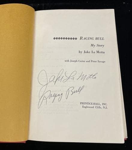 Джейк Ламотта Подписано книга Raging Bull My Story Auto Голограммой B & E - Боксови списания с автограф
