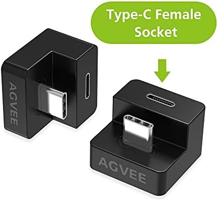 AGVEE [3 Серии U-Образни адаптер USB-C за свързване към USB-C за свързване към USB-C (Type-C 3.2 Gen 2) Конвертор с наклон под