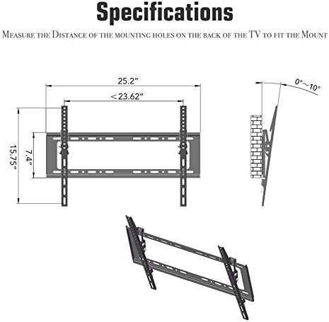 Монтиране на стена за телевизор от неръждаема стомана за повечето плоски извити телевизори с диагонал 32-70 инча, Универсална