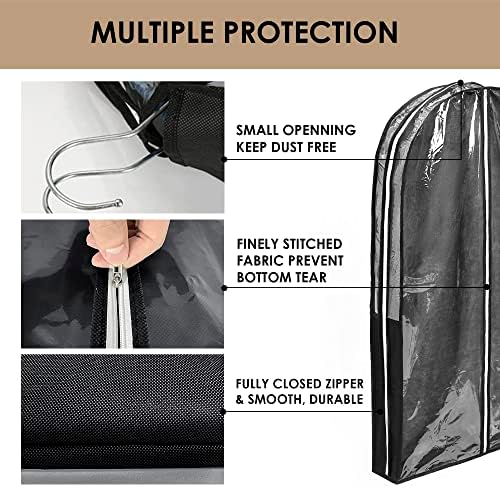 Нови удобни 40-инчови прозрачни чанти за дрехи за окачване на дрехи - Комплект от 3 двойни странични ципове Прозрачни чанти