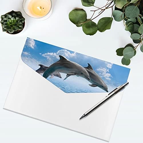 Папка с морски делфини и китове формат А4, 6 джоба, органайзер за файлове във формата на акордеон, водоустойчив папка за документи