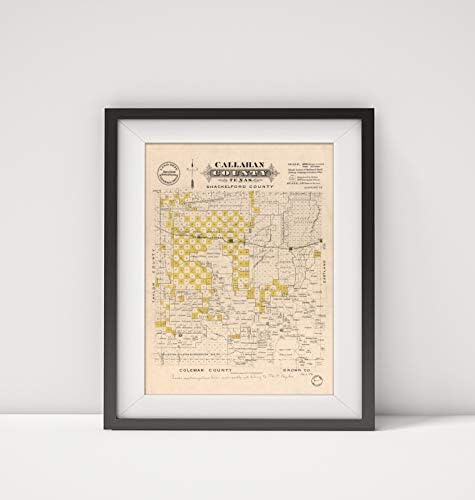 Карта на 1870 г. | Окръг Калахан, Тексас| Кадастралната окръг Калахан |Callahan County Tex|Landow
