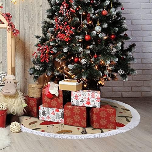 Различни Гъби Изкуство Коледно Дърво Мат Пола Дърво Базовата Кутията с Пискюли за Празнични Партита, Коледни Украси 48 x48