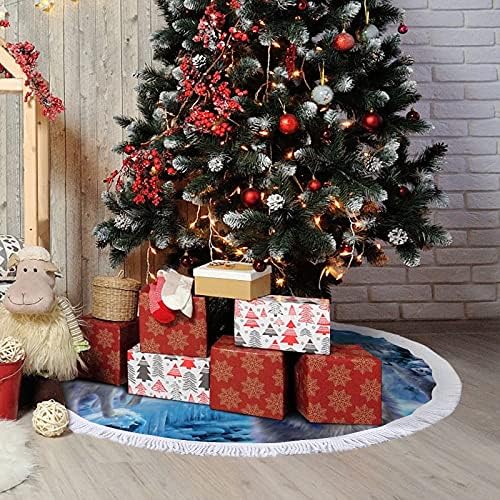 Снежните Вълци Коледно Дърво Поли Мат с Ресни за Хелоуин Селска Къща Празнични Вечерни Украса 48 x 48