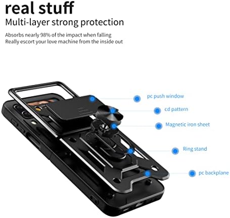 Твърд калъф за Samsung Galaxy Z Flip4 2022, Защитен калъф-броня Galaxy Z Flip4, Защитено от пръстови отпечатъци, Удароустойчив, с околовръстен стойката на 360 градуса, плъзгащо се капач