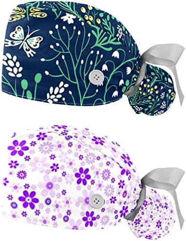Шапка с Начесом във формата на цвете с Ленточными Завязками и Копчета, 2 шапки за еднократна употреба-търкам с дълга