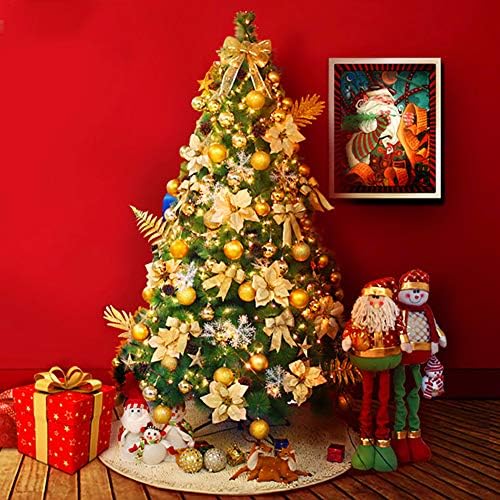 6-Подножието Оптоволоконная Коледна елха, Изкуствена Коледна Елха със Сгъваема Метална стойка, Многоцветни led Снежинки и