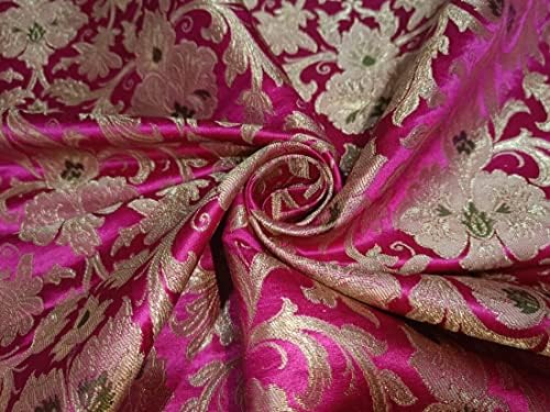 Парчовая жаккардовая плат розов цвят фуксия ширина 44 ярд BRO842[1]