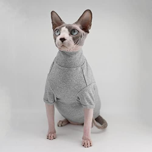 Риза за Бесшерстных котки Sphynx, Памук Пуловер-Поло за котки, Пуловер, Тениска с Коте и ръкави, Пижами за котки, Гащеризон