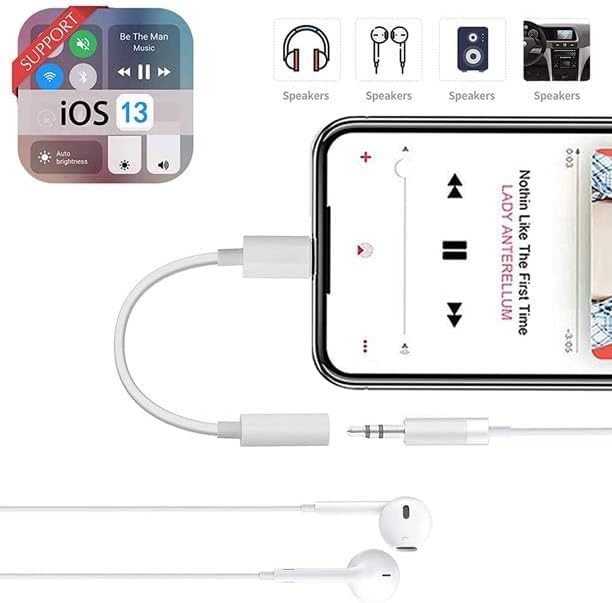 [Сертифициран от Apple Пфи] Адаптер Lightning за 3,5 мм жак за слушалки, 2 комплекта за iPhone 3.5 мм Жак за слушалки Аудио-ключ Кабелен Converter е Съвместим с iPhone 13 12 11 XR XS X 8 7, поддържа